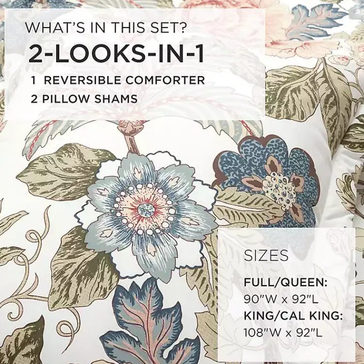 Comforters-Kirklands Home Floral Sydney Reversible 3-pc. Queen Comforter Set Multi