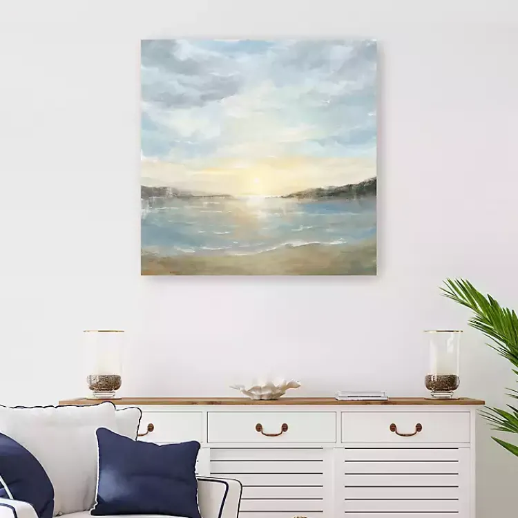 Canvas Art-Kirklands Home Coastal Sunset Canvas Art Print, 30x30 in. Blue