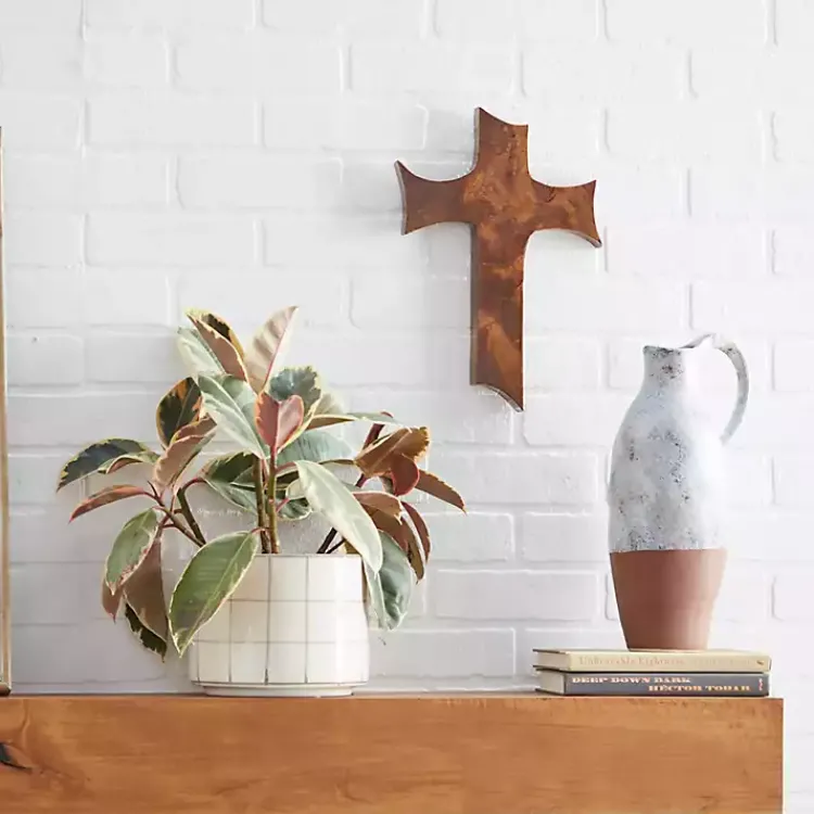 Wall Plaques-Kirklands Home Organic Shape Cross Wall Plaque, 14 in. Brown