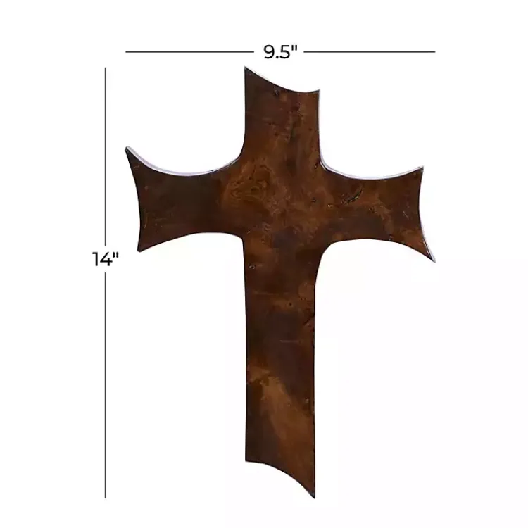 Wall Plaques-Kirklands Home Organic Shape Cross Wall Plaque, 14 in. Brown