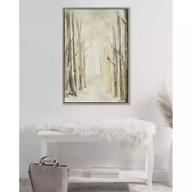 Canvas Art-Kirklands Home Winter Forest Landscape Framed Canvas Art Print White