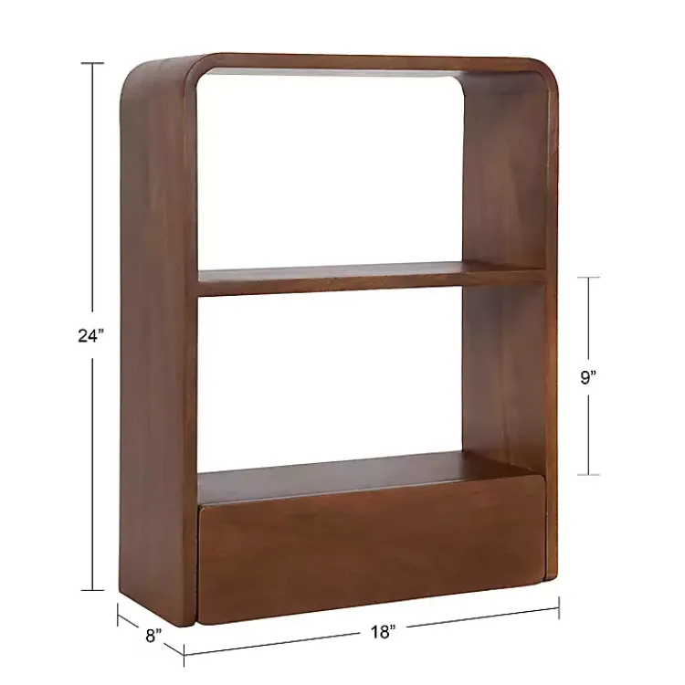 Shelves-Kirklands Home Walnut Kato Single Drawer Wall Shelf Brown