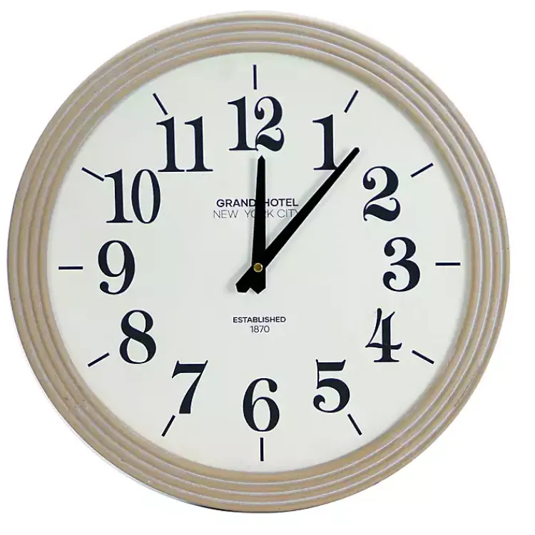 Clocks-Kirklands Home Round Natural Reed Frame Wall Clock