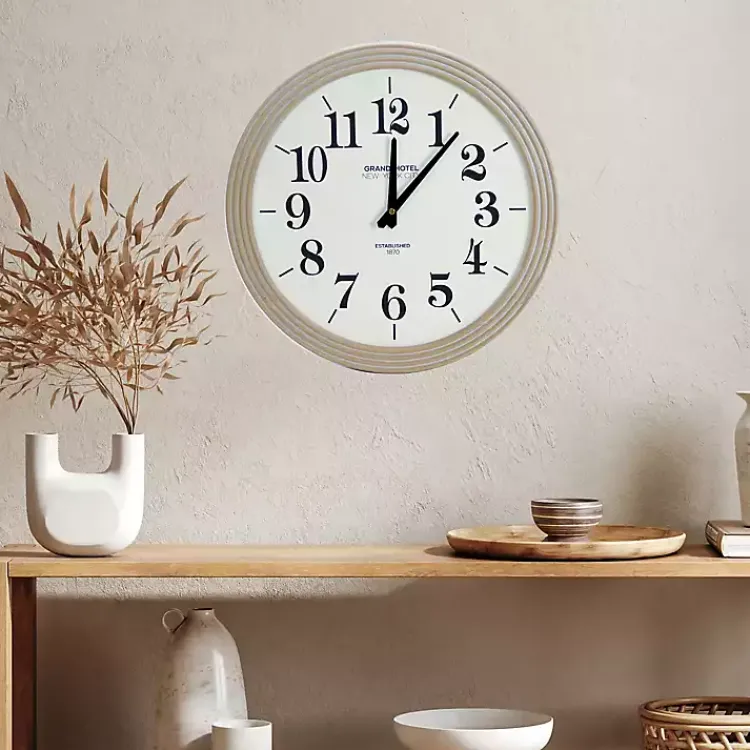 Clocks-Kirklands Home Round Natural Reed Frame Wall Clock