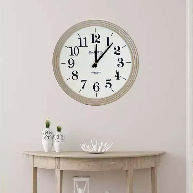 Clocks-Kirklands Home Round Natural Reed Frame Wall Clock