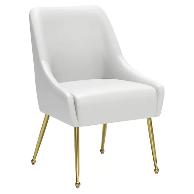 Dining Chairs-Kirklands Home Faux Leather Gold Maxine Dining Chair White