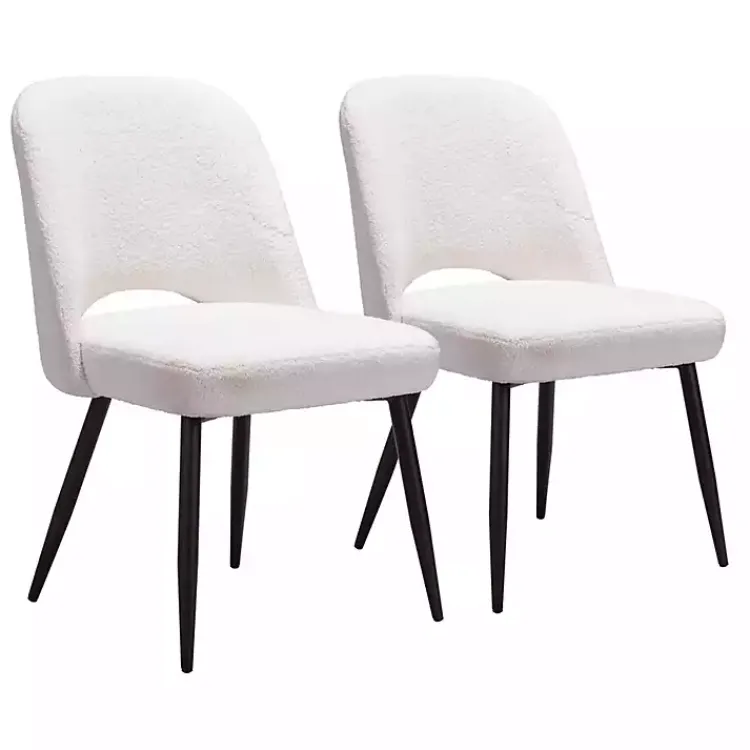 Dining Chairs-Kirklands Home Ivory Teddy Upholstered Dining Chairs, Set of 2 White