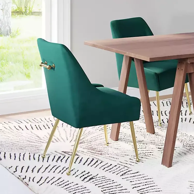 Dining Chairs-Kirklands Home Velvet Gold Maxine Dining Chair Green