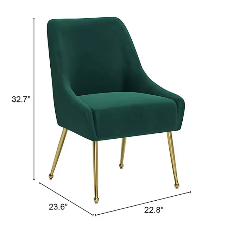 Dining Chairs-Kirklands Home Velvet Gold Maxine Dining Chair Green