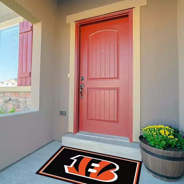 Area Rugs-Kirklands Home Cincinnati Bengals Area Rug, 3x4 Black