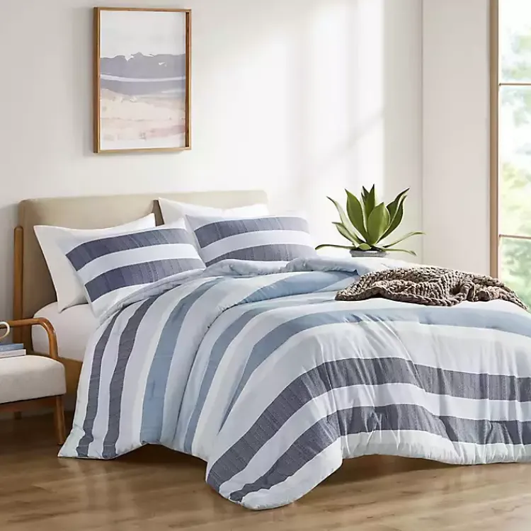 Comforters-Kirklands Home Blake Blue Stripe 2-pc. Twin/Twin XL Comforter Set