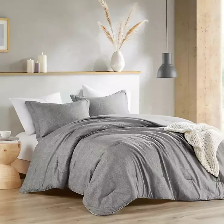 Comforters-Kirklands Home Chambray 3-pc. Full/Queen Comforter Set Gray