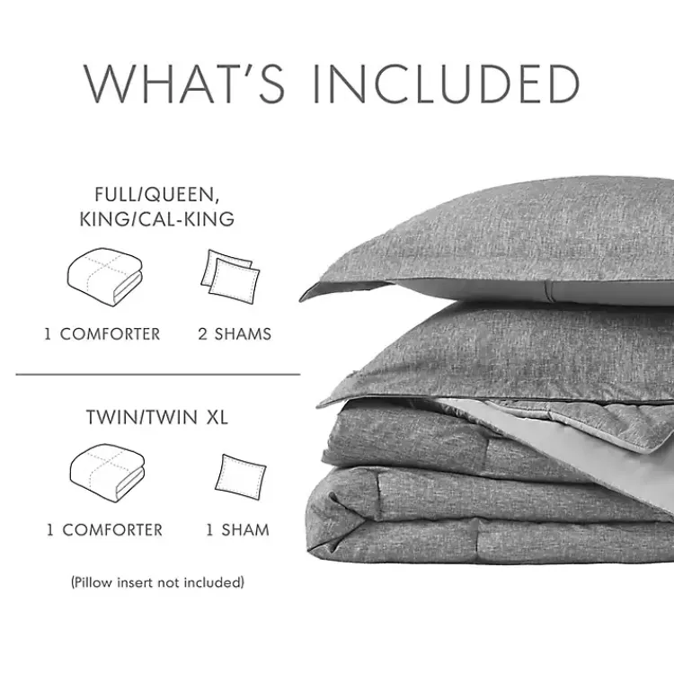 Comforters-Kirklands Home Chambray 3-pc. King Comforter Set Gray