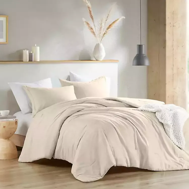 Comforters-Kirklands Home Cream Chambray 3-pc. King Comforter Set Ivory