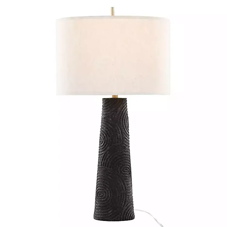 Table Lamps-Kirklands Home Matte Black Tapered Kona Table Lamps, Set of 2 Tan