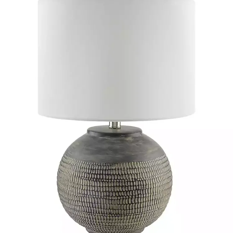Table Lamps-Kirklands Home Black Ceramic Carved Lyon Table Lamp White