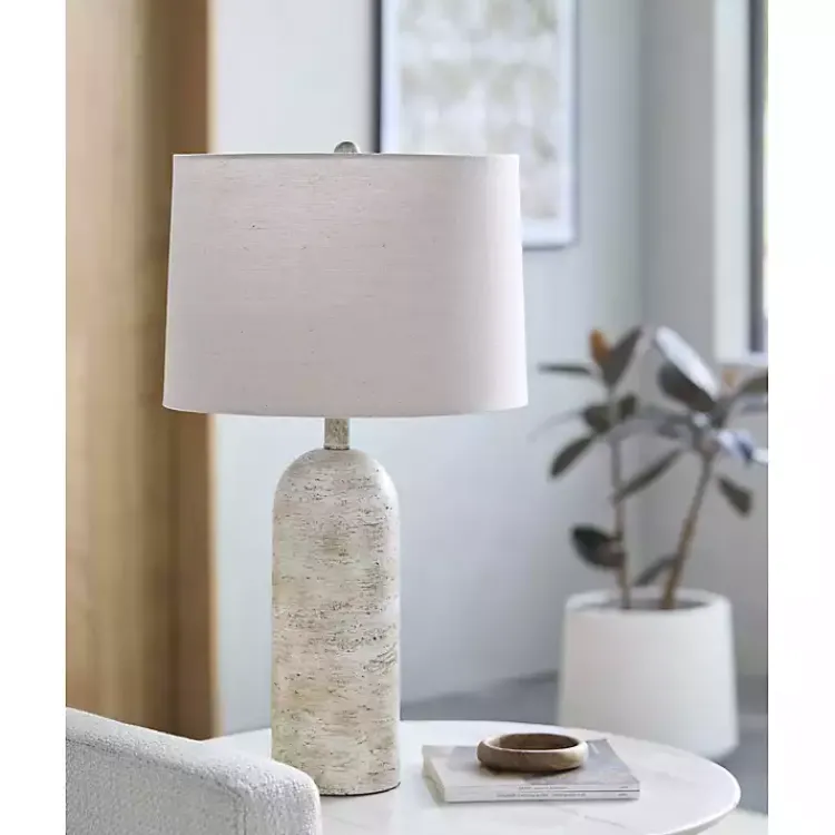 Table Lamps-Kirklands Home Neutral Faux Stone Vella Table Lamp Tan