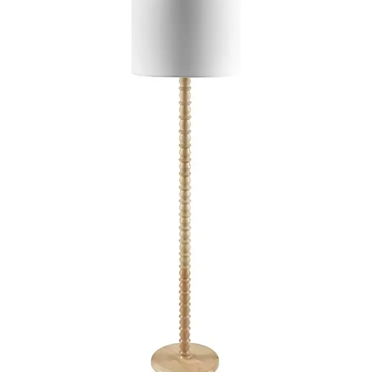 Floor Lamps-Kirklands Home Natural Wood Spindle Paduak Floor Lamp Tan