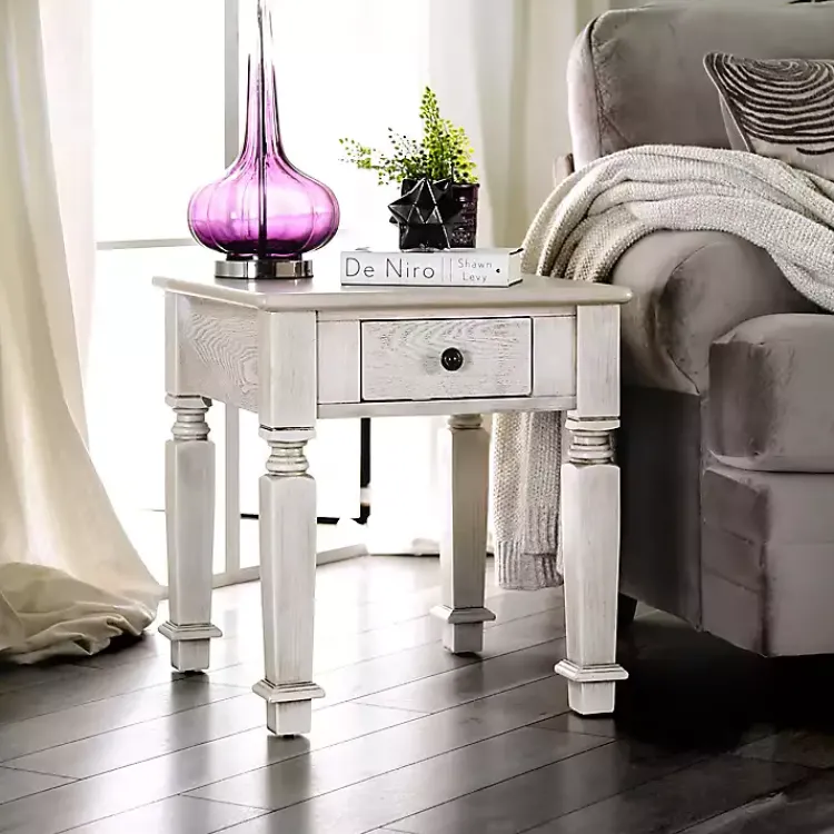 Accent & End Tables-Kirklands Home Antique Wood Heather Accent Table White
