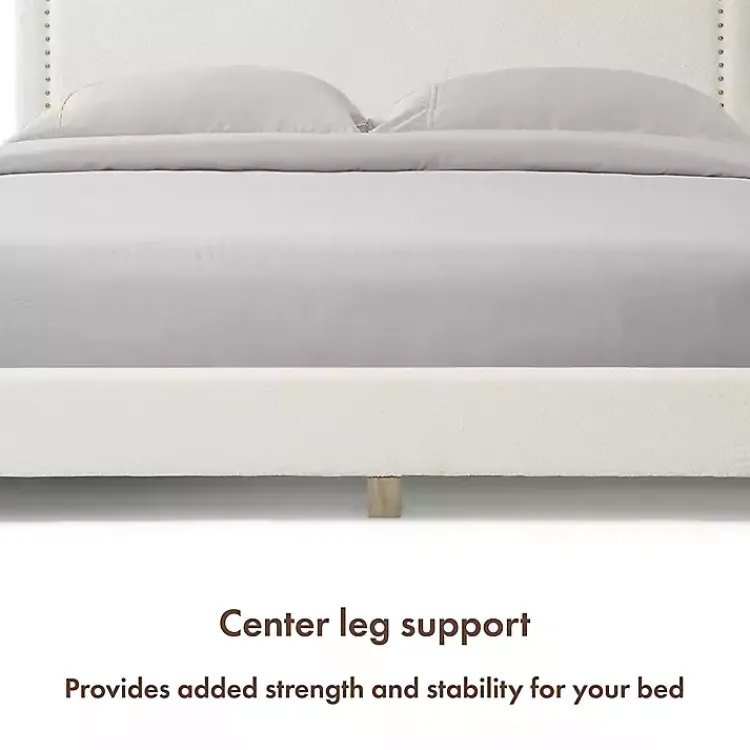 Beds & Headboards-Kirklands Home Boucle Scalloped Corey Queen Platform Bed White