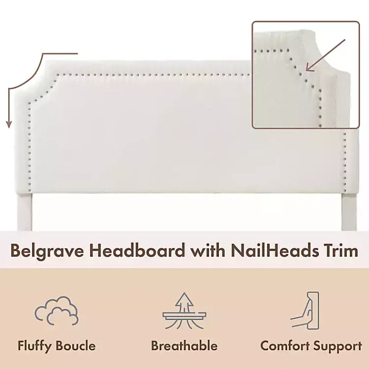 Beds & Headboards-Kirklands Home Boucle Scalloped Corey Queen Platform Bed White