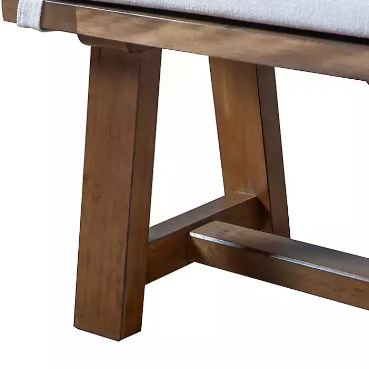 Dining Chairs-Kirklands Home Upholstered Rustic Wood Katie Dining Bench Ivory