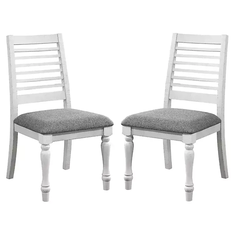 Dining Chairs-Kirklands Home White Upholstered Claire Dining Chairs, Set of 2 Gray