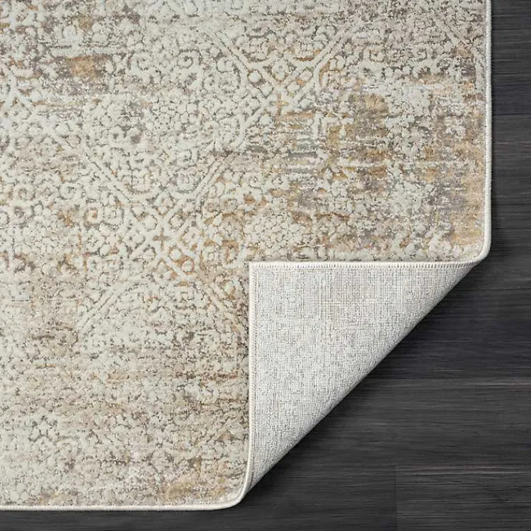 Area Rugs-Kirklands Home Brisbane Beige Faded Damask Area Rug, 5x8