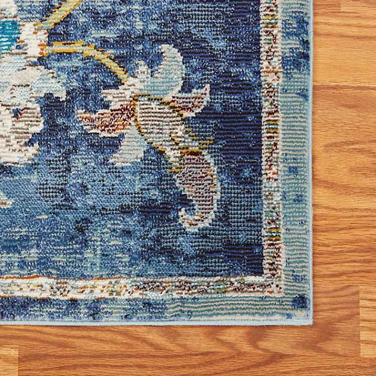 Area Rugs-Kirklands Home Navy Faded Floral Area Rug, 2x9