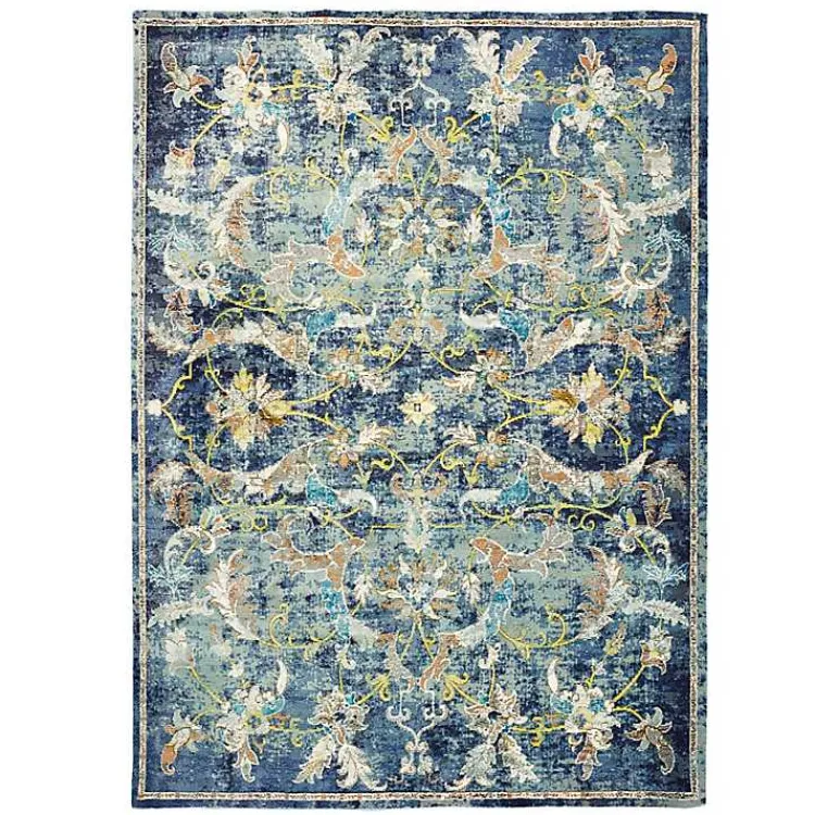 Area Rugs-Kirklands Home Navy Faded Floral Area Rug, 8x10
