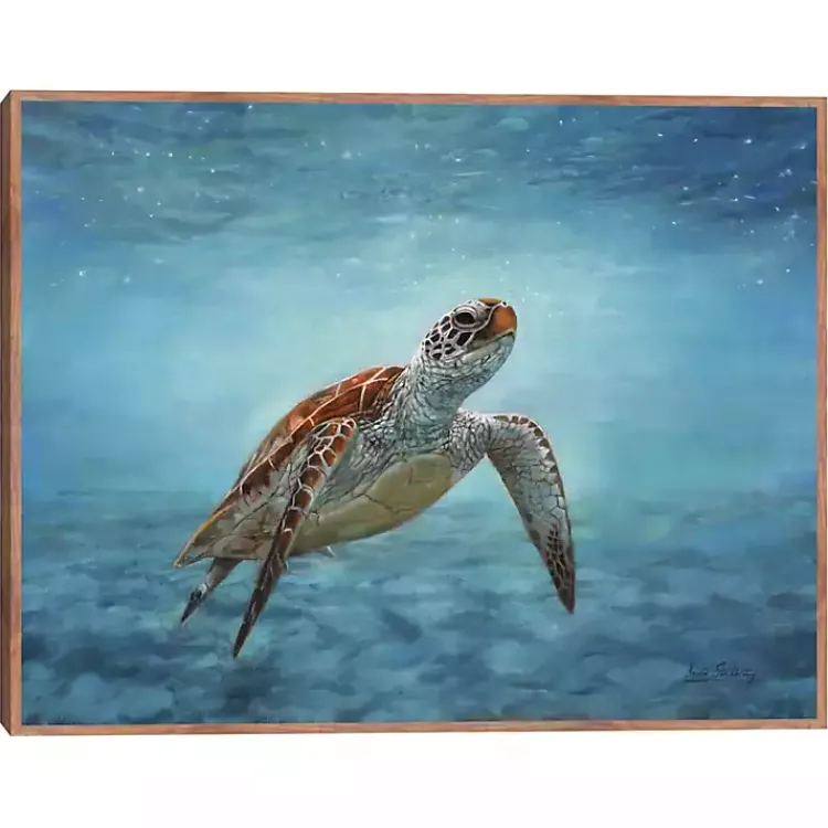 Canvas Art-Kirklands Home Serene Sea Turtle Framed Canvas Art Print
