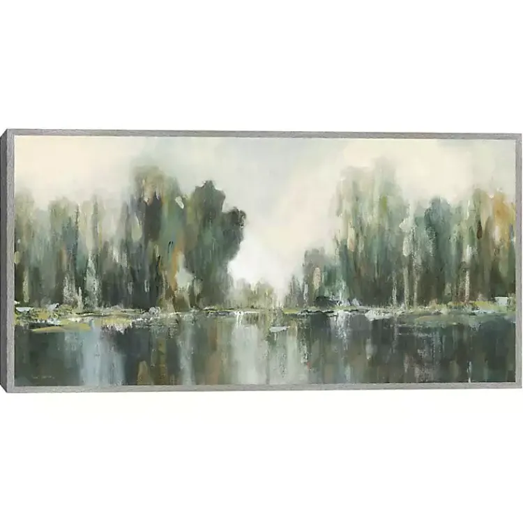 Canvas Art-Kirklands Home Textured Treeline Framed Canvas Art Print Green