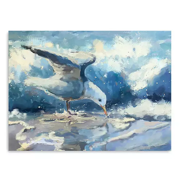 Canvas Art-Kirklands Home Seagull and Waves Canvas Art Print Blue