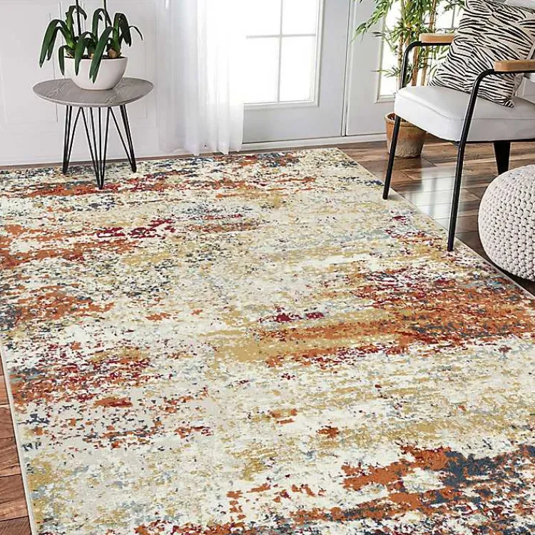 Area Rugs-Kirklands Home Bastia Ivory Orange Area Rug, 5x7 Multi