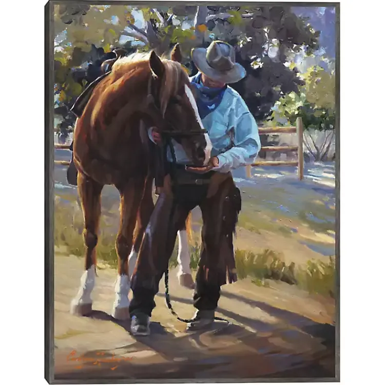 Canvas Art-Kirklands Home A Man And His Horse Framed Canvas Art Print Multi