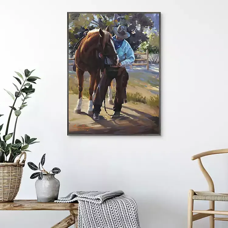 Canvas Art-Kirklands Home A Man And His Horse Framed Canvas Art Print Multi