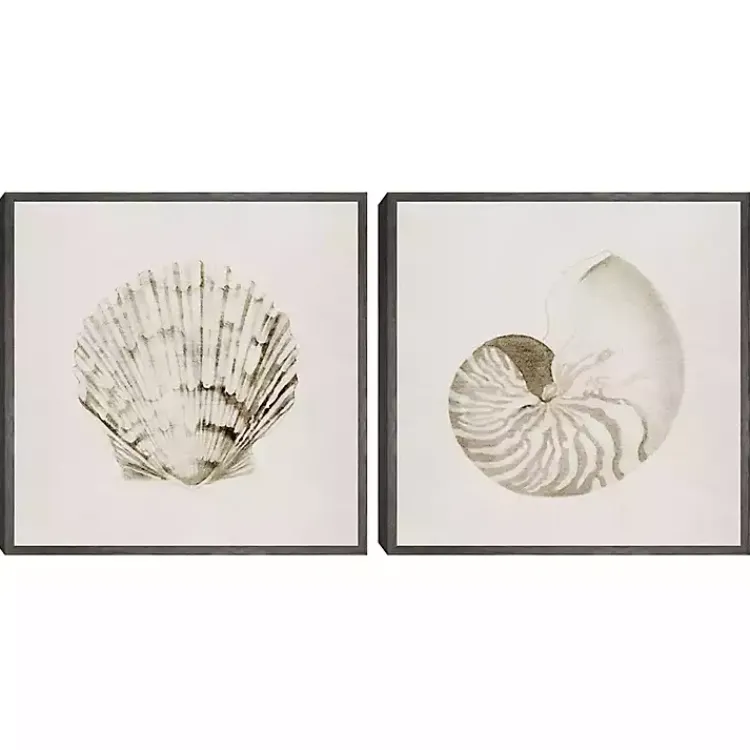 Canvas Art-Kirklands Home Vintage Shells Framed Canvas Art Prints, Set of 2 Ivory