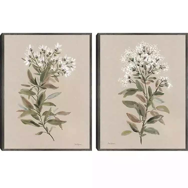 Canvas Art-Kirklands Home White Floral Stems Framed Canvas Prints, Set of 2