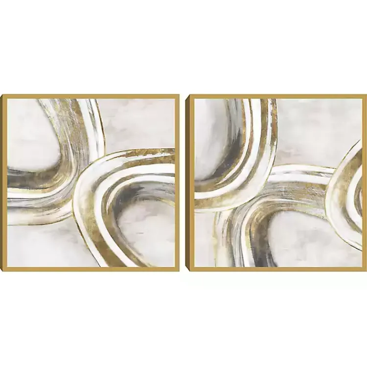 Canvas Art-Kirklands Home Golden Contours Framed Canvas Art Prints, Set of 2