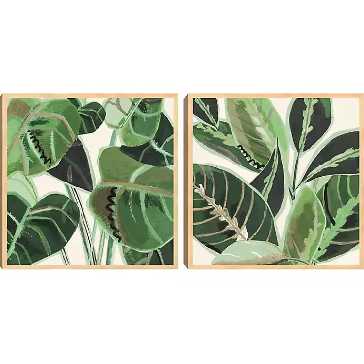 Canvas Art-Kirklands Home Jungle Close Up Framed Canvas Art Prints, Set of 2 Green