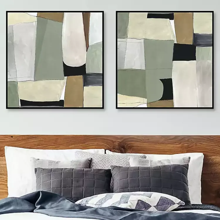 Canvas Art-Kirklands Home Green Forms Framed Canvas Art Prints, Set of 2