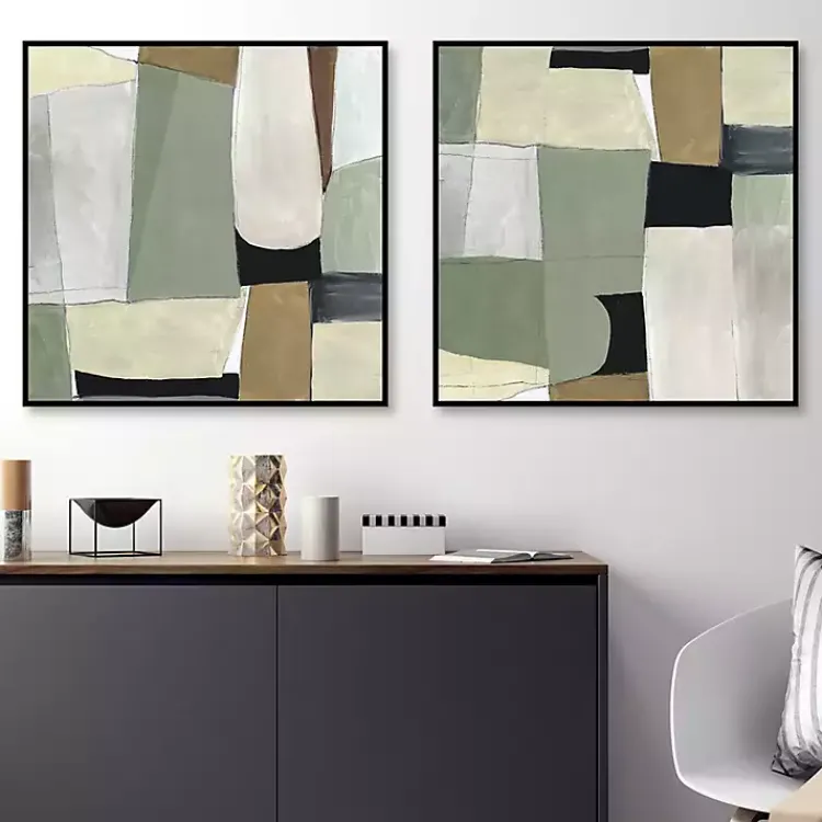 Canvas Art-Kirklands Home Green Forms Framed Canvas Art Prints, Set of 2