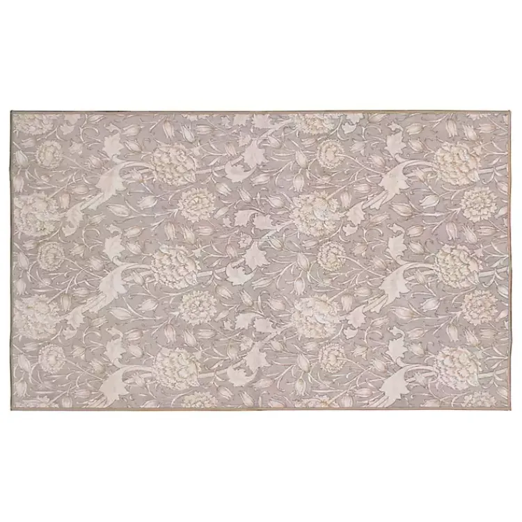 Area Rugs-Kirklands Home Kalini Natural Floral Washable Area Rug, 3x5