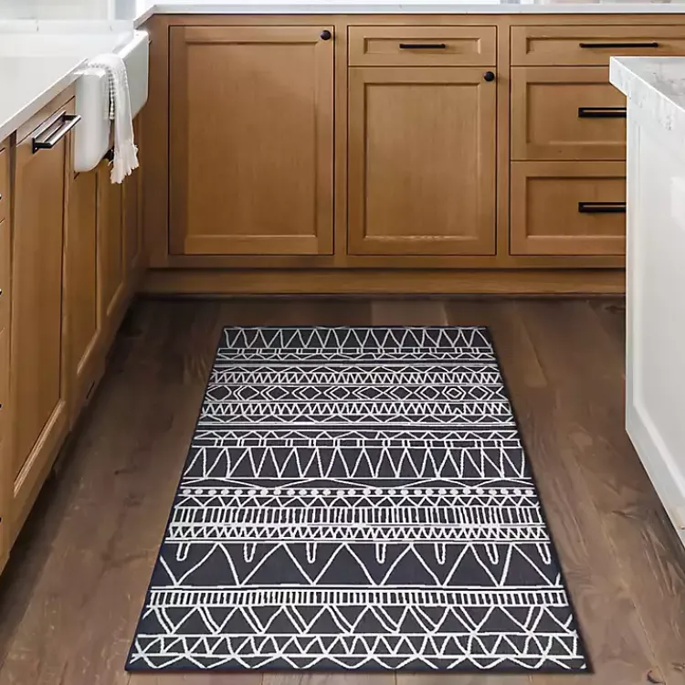 Area Rugs-Kirklands Home Gray Chelsea Geometric Washable Area Rug, 3x5