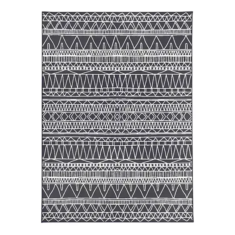 Area Rugs-Kirklands Home Gray Chelsea Geometric Washable Area Rug, 5x7