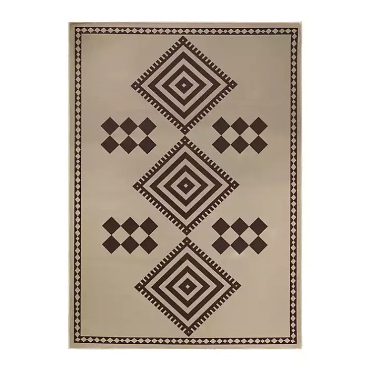 Area Rugs-Kirklands Home Black and Tan Kilim Washable Area Rug, 5x7