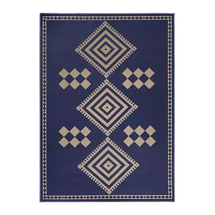 Area Rugs-Kirklands Home Navy and Tan Kilim Washable Area Rug, 5x7