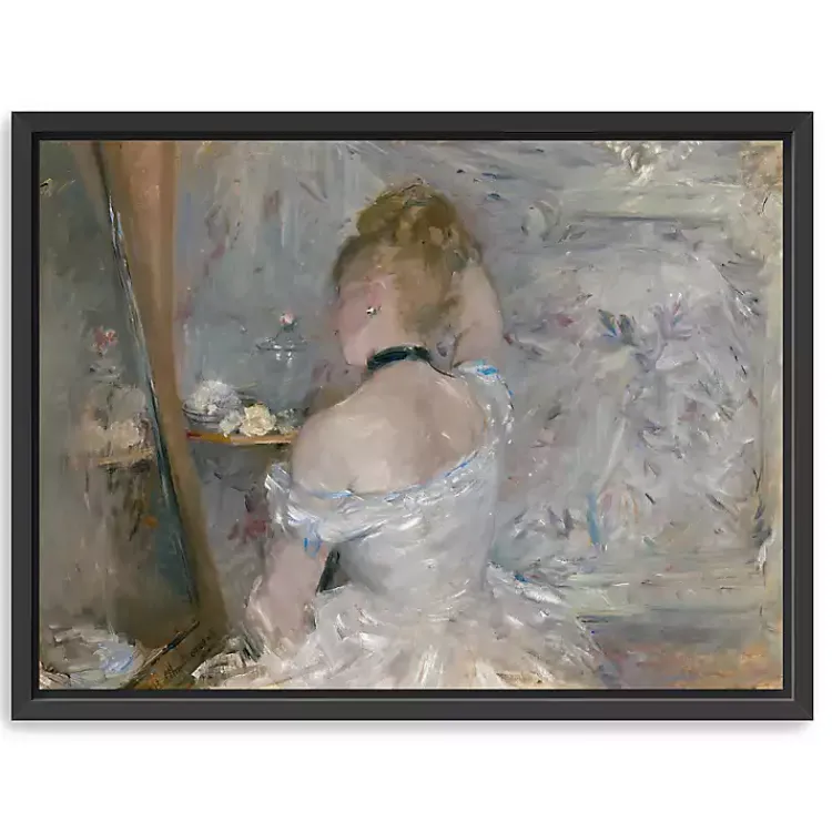 Canvas Art-Kirklands Home Woman At Her Toilette Framed Canvas Art Print Gray