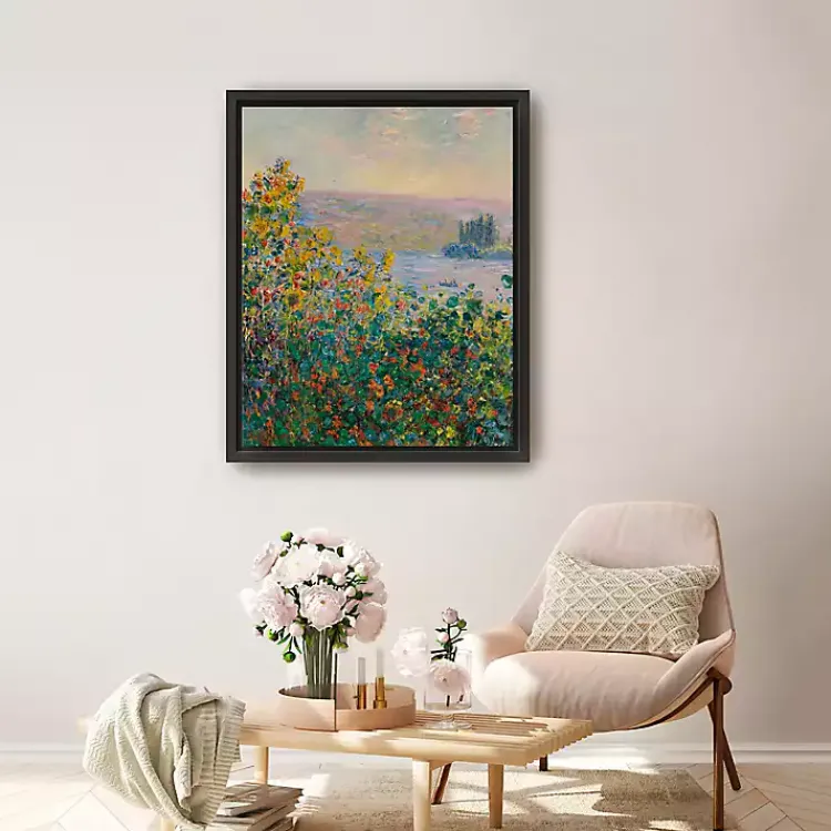 Canvas Art-Kirklands Home Flower Beds at Vetheuil Framed Canvas Art Print Multi
