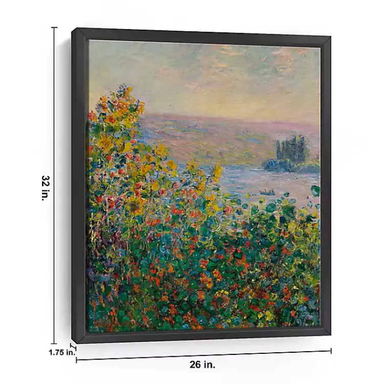 Canvas Art-Kirklands Home Flower Beds at Vetheuil Framed Canvas Art Print Multi